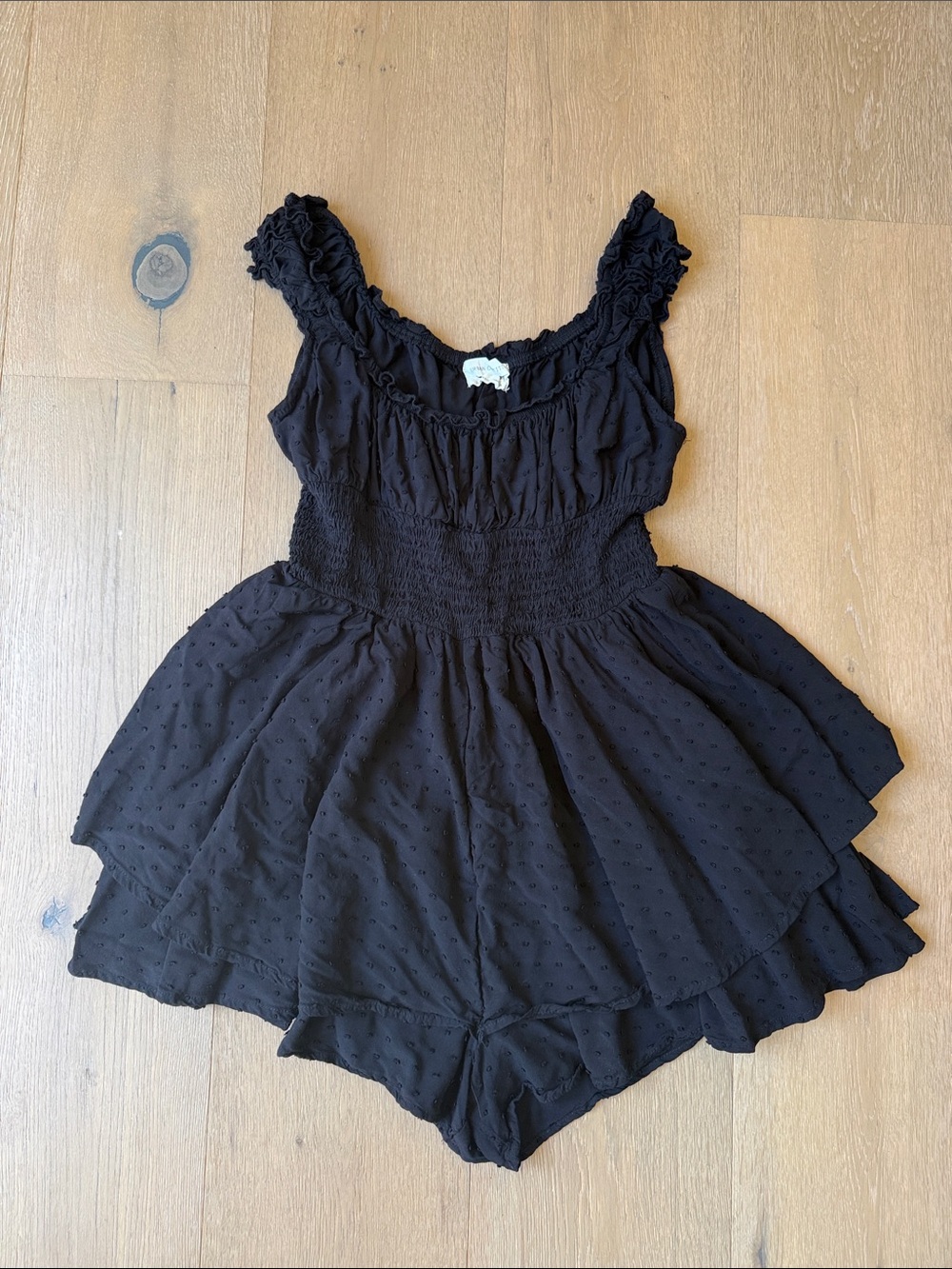 Urban Outfitters Black Ruffled Girls One-Piece Romper
